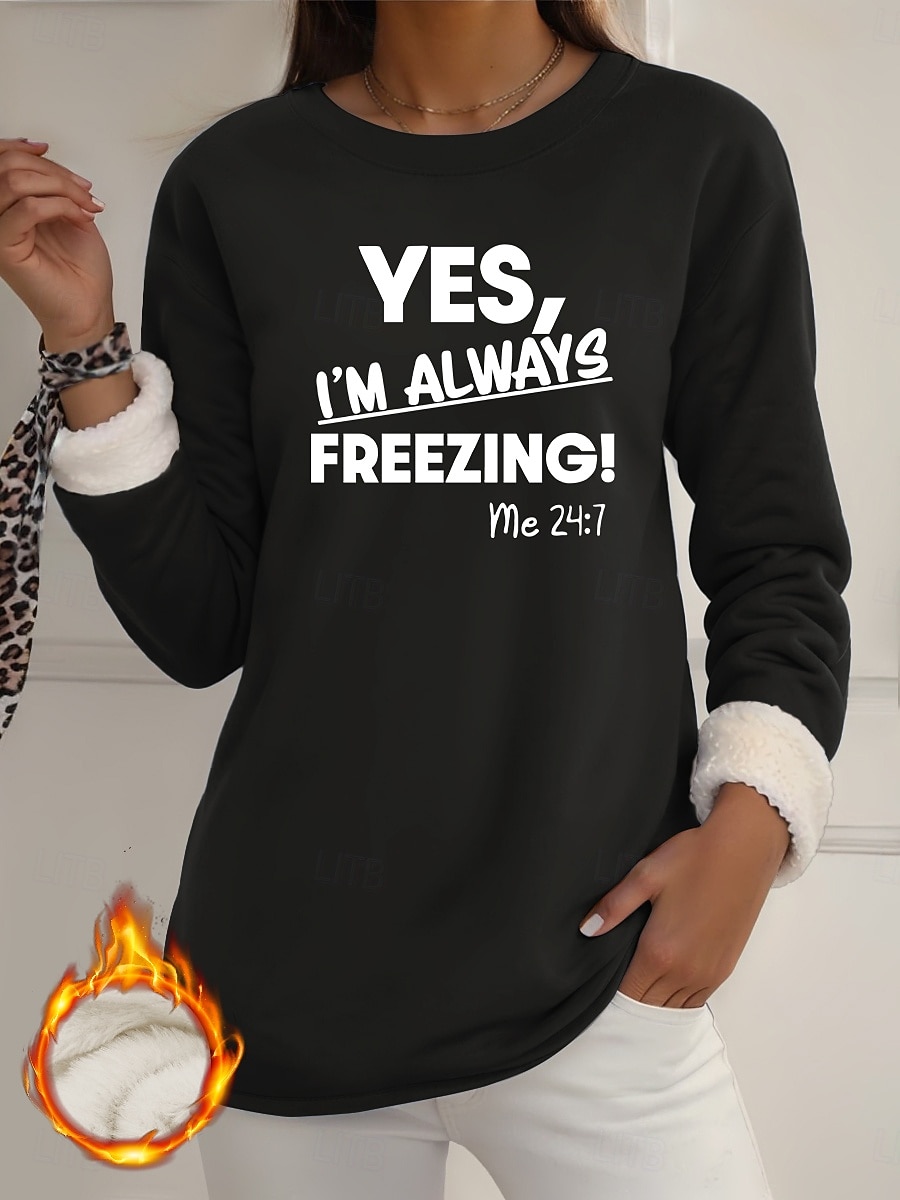 Damskie Bluza z podszewką z polaru, piżama Bluza z kapturem Pullover Bluzy Nadruk Litera Ciepłe Moda miejska Codzienny Długi rękaw Półgolf Zwykłe topy Codzienny Dom Na co dzień Niebieski Czarny 2026 - $27.99 –P8