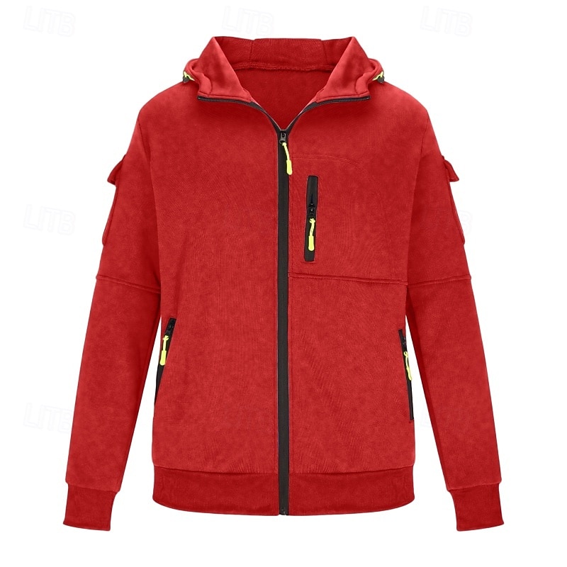 Hombre Sudadera Sudadera con capucha y cremallera completa Sudadera táctica con capucha Rojo tinto Negro Blanco Verde Ejército Rojo Con Capucha Plano Cremallera Deporte Casual Diario Ropa de calle 2025 - $27.99 –P13