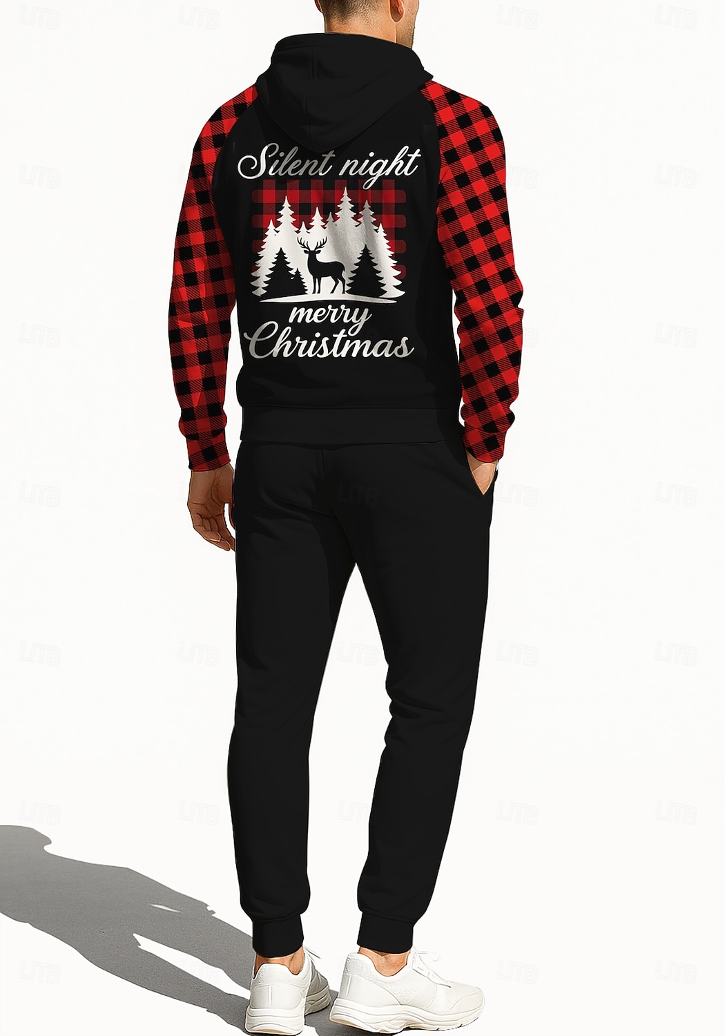 Natale Per uomo Felpa con cappuccio Tuta da Ginnastica Felpa con cappuccio con zip Coulisse Tasche Pantaloni Felpa con Cappuccio Felpa Autunno Rosso / nero Allenamento in Palestra Casuale del 2025 a $41.99 –P2