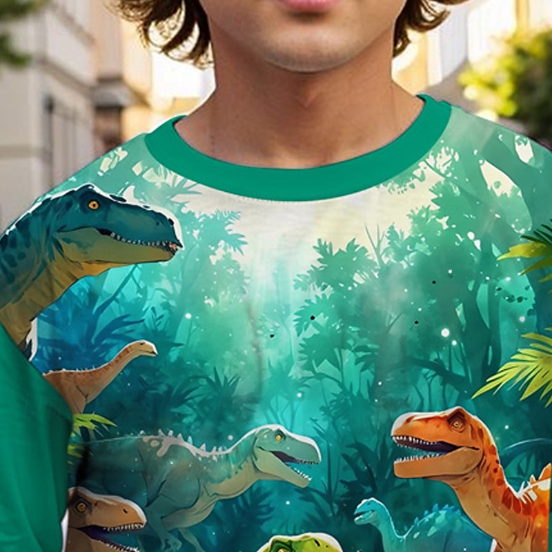 Fiú 3D Dinoszaurus Póló Hosszú ujj Tavasz Ősz Divat Alap Gyerekek 4-12 év Terített nyak Szabadtéri Hétköznapi Napi Normál 2026 - $16.49 –P2