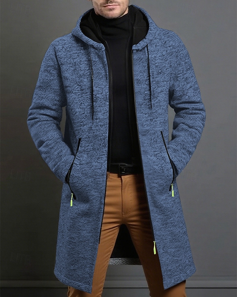 Férfi Felöltő Ballonkabát Hosszú Trench kabát Vakáció Napi Tavasz Tél Poliészter Szélbiztos Melegen tartani Felsőruházat Ruházat Divat Klasszikus Sima Zseb Kapucni Cipzár 2026 - $27.99 –P5