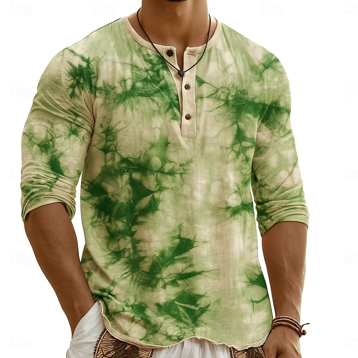 Homme Chemise Henley T-shirt Haut Henley manche longue Teinture par nouage Mode Designer Occasionnel Tie Dye Bloc de Couleur Boutons Henley Occasionnel Quotidien Extérieur Été Printemps Toutes saisons de 2026 ? $21.99 –P6