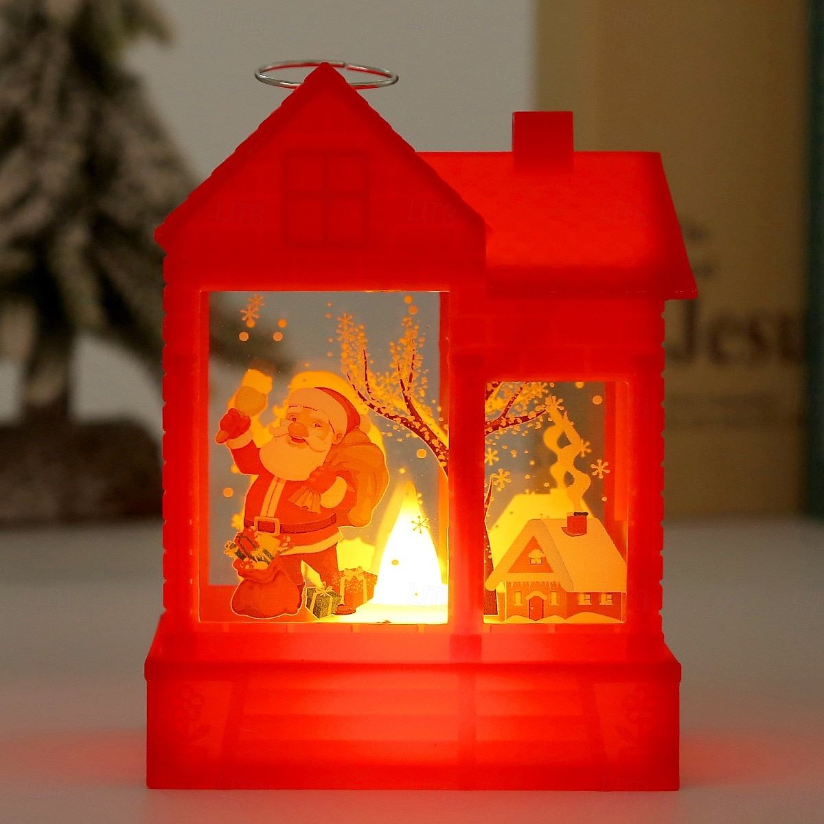 1 Pc 12.2 * 8.9CM Christmas retro small house shaped LED electronic candle night light desktop Christmas style ornament light LR1130 * 3 battery 2025 - $3.49 –P8