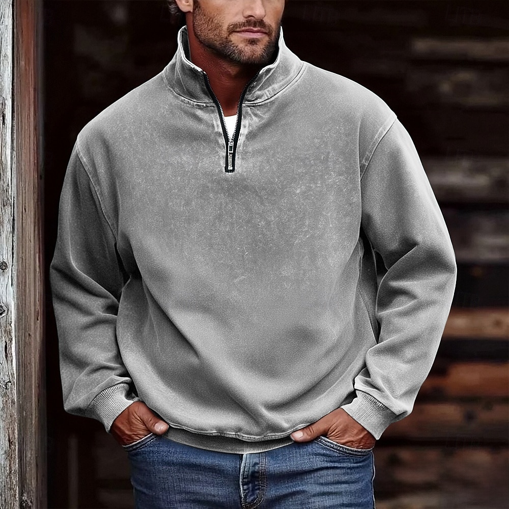 Per uomo Maglia Felpa con zip corta Nero Verde militare Verde scuro Grigio Mezza zip Semplice Sport & Outdoor Quotidiano Ferie Cotone Streetwear Essenziale Casual Primavera Autunno Abbigliamento del 2026 a $39.99 –P5