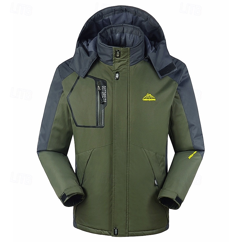 Per uomo Giacca softshell Giacca da escursionismo Giacca in Pile Giacca termica Inverno All'aperto Patchwork Calore Termico Impermeabile Antivento Top Nero Verde militare Rosso Blu Blu scuro del 2025 a $70.99 –P4