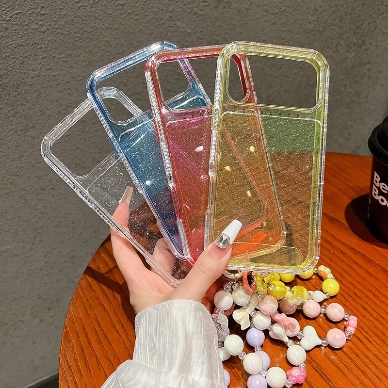 teléfono Funda Para iPhone 17 Pro Max 17 Air 16 15 14 Pro Max Plus 13 Pro Max Funda Trasera con cordón Brillo ostentoso brillante Antigolpes Retro TPU Acrílico 2025 - $12.99 –P1