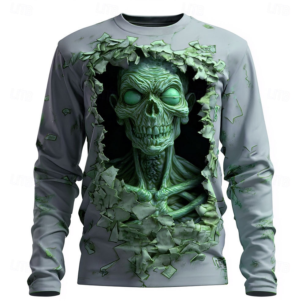 Halloween Homme Zombies 3D T-shirt manche longue T-shirt Impression 3D Col ras du cou Chemise Mode Exagéré Rue Occasionnel Quotidien Vert 1 # Vert 2# Vert 3# Été Printemps Automne Vêtement Tenue S M de 2025 ? $22.99 –P4