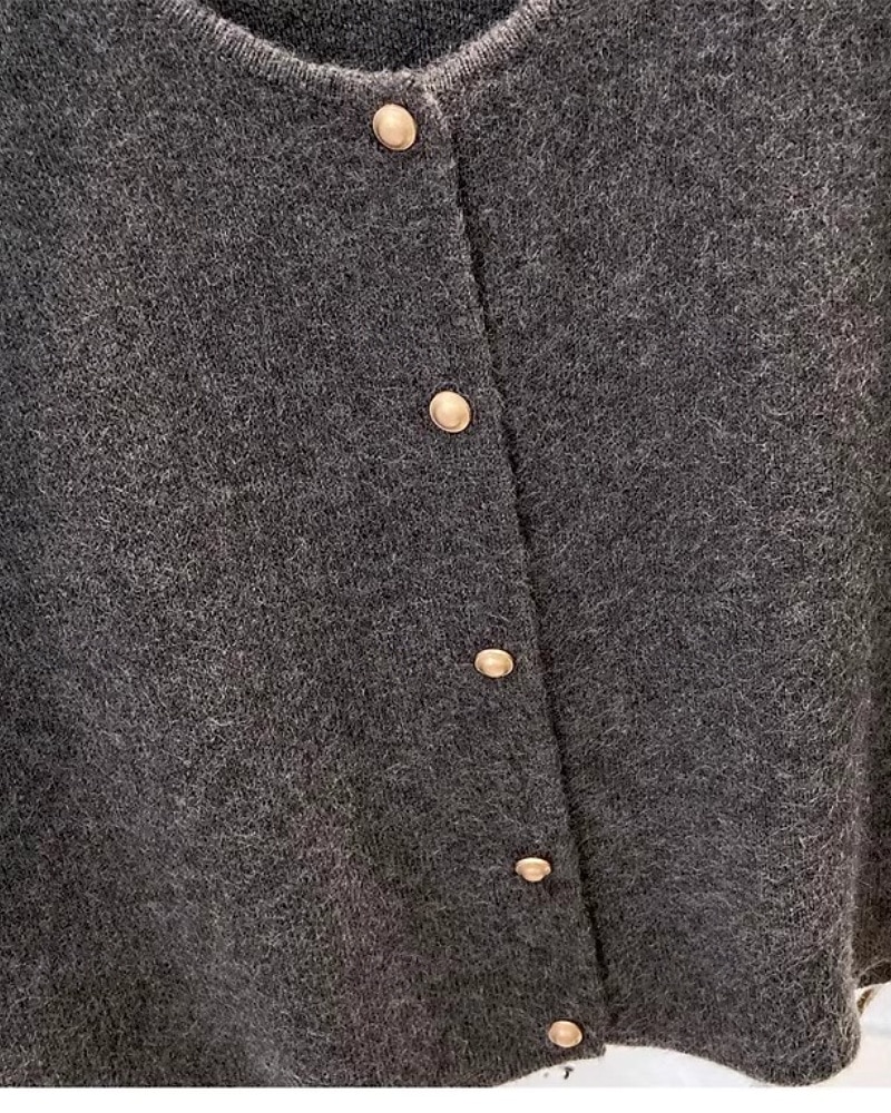 Pentru femei Pulover Vestă pulover Șic Stradă Casual Culoare solidă Stil Nautic Nasturi Tricotat Fără manșon Topuri obișnuite Tricotat Zilnic Concediu Sfârșit de săptămână Negru Caisă Toamnă Iarnă 2026 - $27.99 –P8