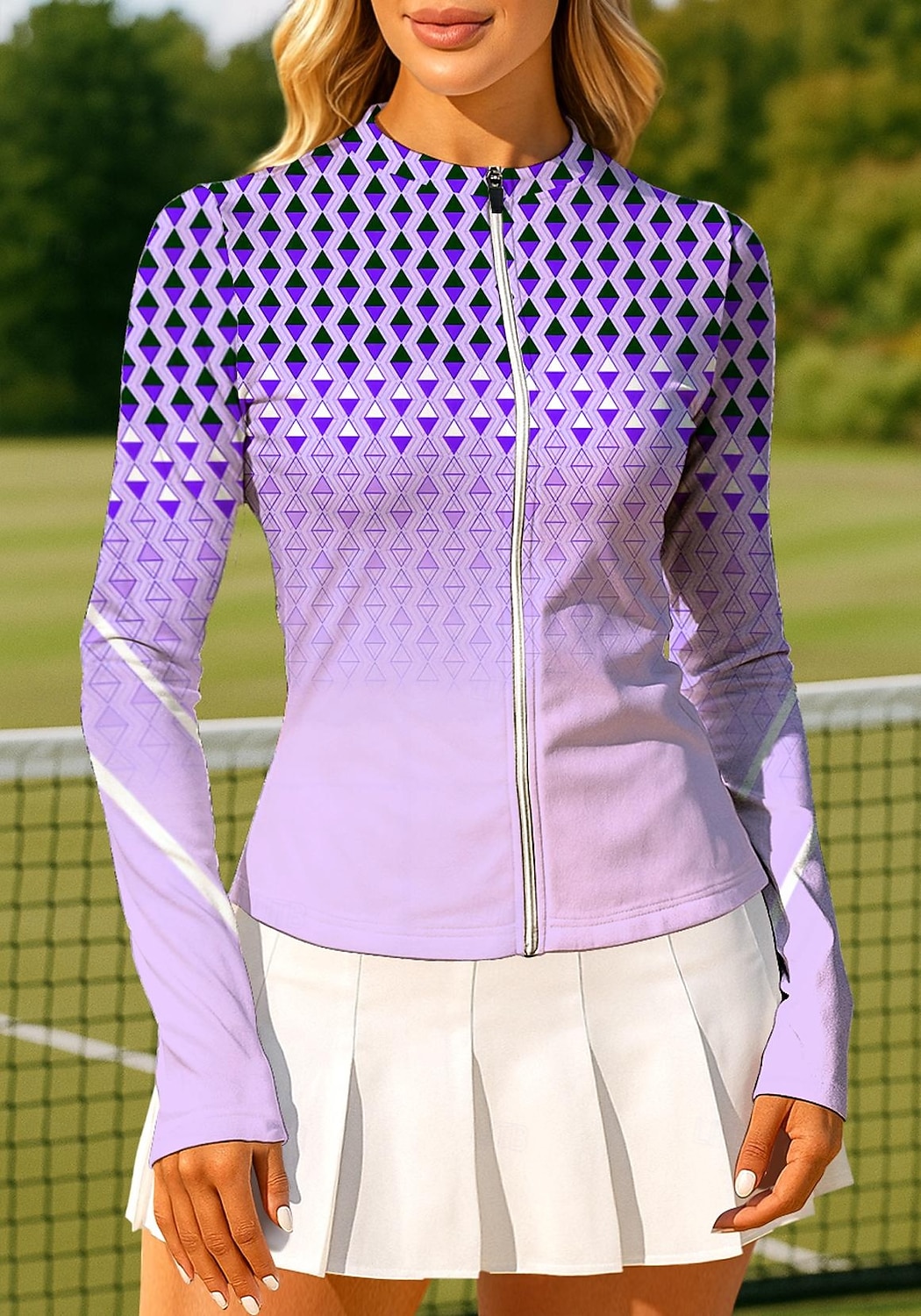 Γυναικεία Γεωμετρικό Βαθμίδα Μπλούζες Αθλητικό πουκάμισο Πουκάμισο τένις Μπλούζα τένις Μακρυμάνικο Φερμουάρ Λουλουδάτο UPF50+ Ανθεκτικό στην υπεριώδη ακτινοβολία Υψηλή Ελαστικότητα Ύγρανση Αναπνέει 2026 - $20.99 –P6