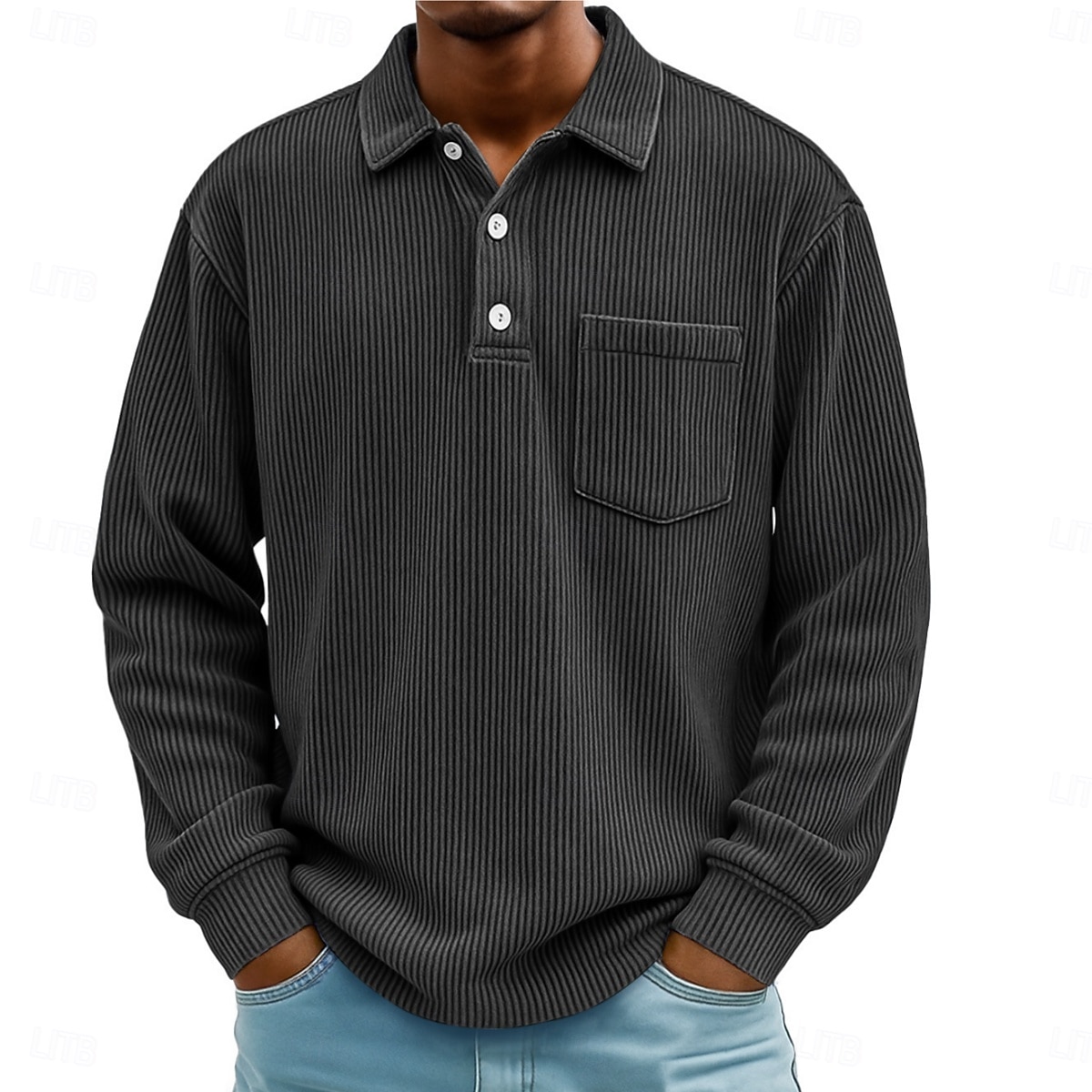 Men's Corduroy Shirt Textured Casual Sports Lapel Long Sleeve Fashion Basic Color Block Patchwork Buttons Fall Spring &  Fall Regular Fit Black Green Light Blue Navy Blue Khaki Corduroy Shirt 2026 - $25.99 –P8