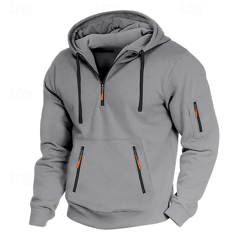 Pánské Kapuce Mikina se zipem na čtvrtletí Fleecová mikina Taktická mikina s kapucí Černá Námořnická modř Khaki Světle šedá Tmavě šedá Kapuce Bez vzoru Zip Sporty a outdoor Ležérní Denní Šik ven 2025 - $23.99 –P6