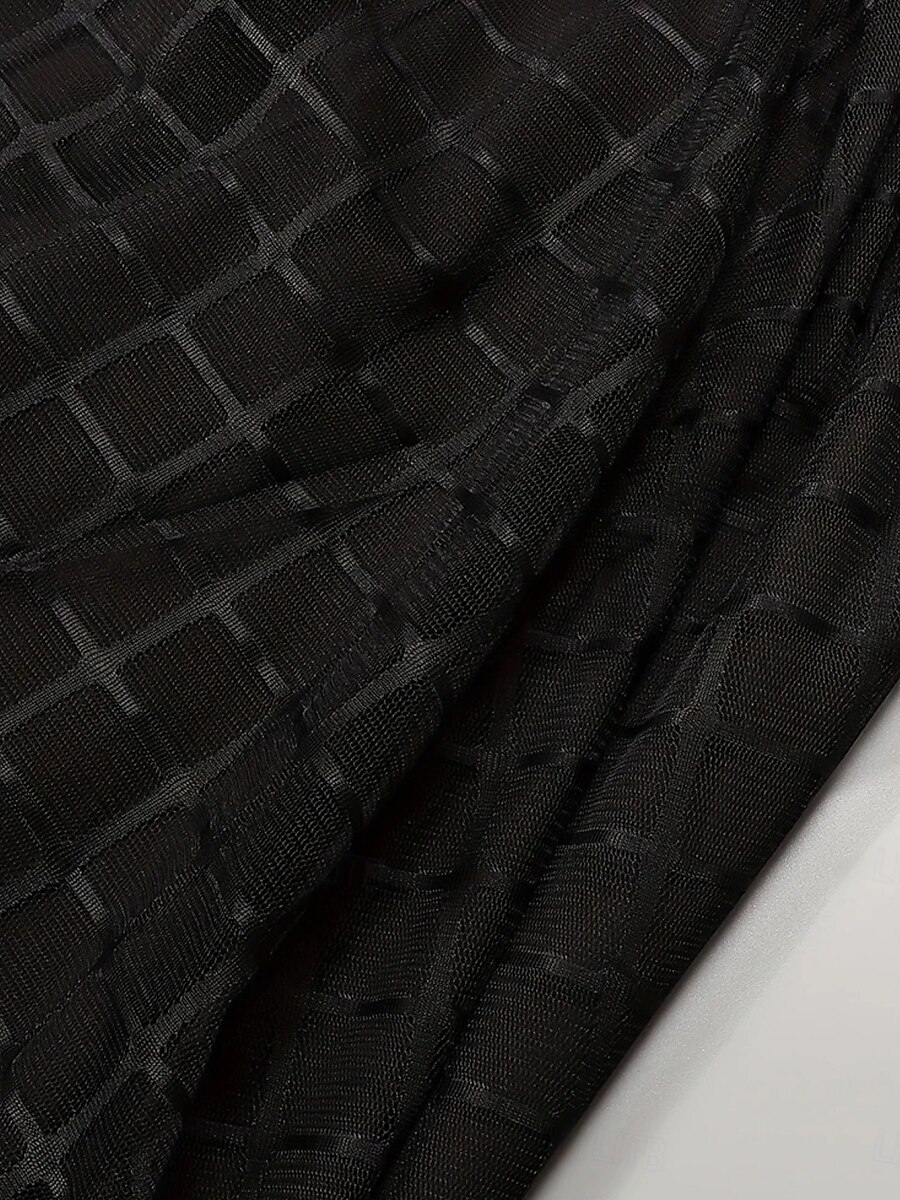 Dame الالتفاف A-linje Mote Fritid Midi Høy Midje Skjørt عادي Lomme Multi Layer Tyll Mikroelastisk Gate Daglig Svart Vår Polyester 2025 - $26.99 –P9