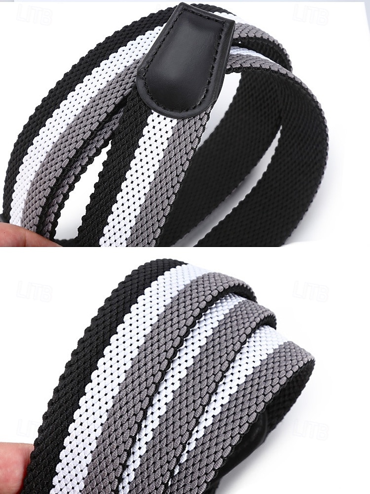 Stripete elastiske vevde herrebelter med sølvspenne, avslappet stretchbelte for komfort, tilgjengelig i flere fargealternativer, perfekt julegave 2026 - $18.99 –P6