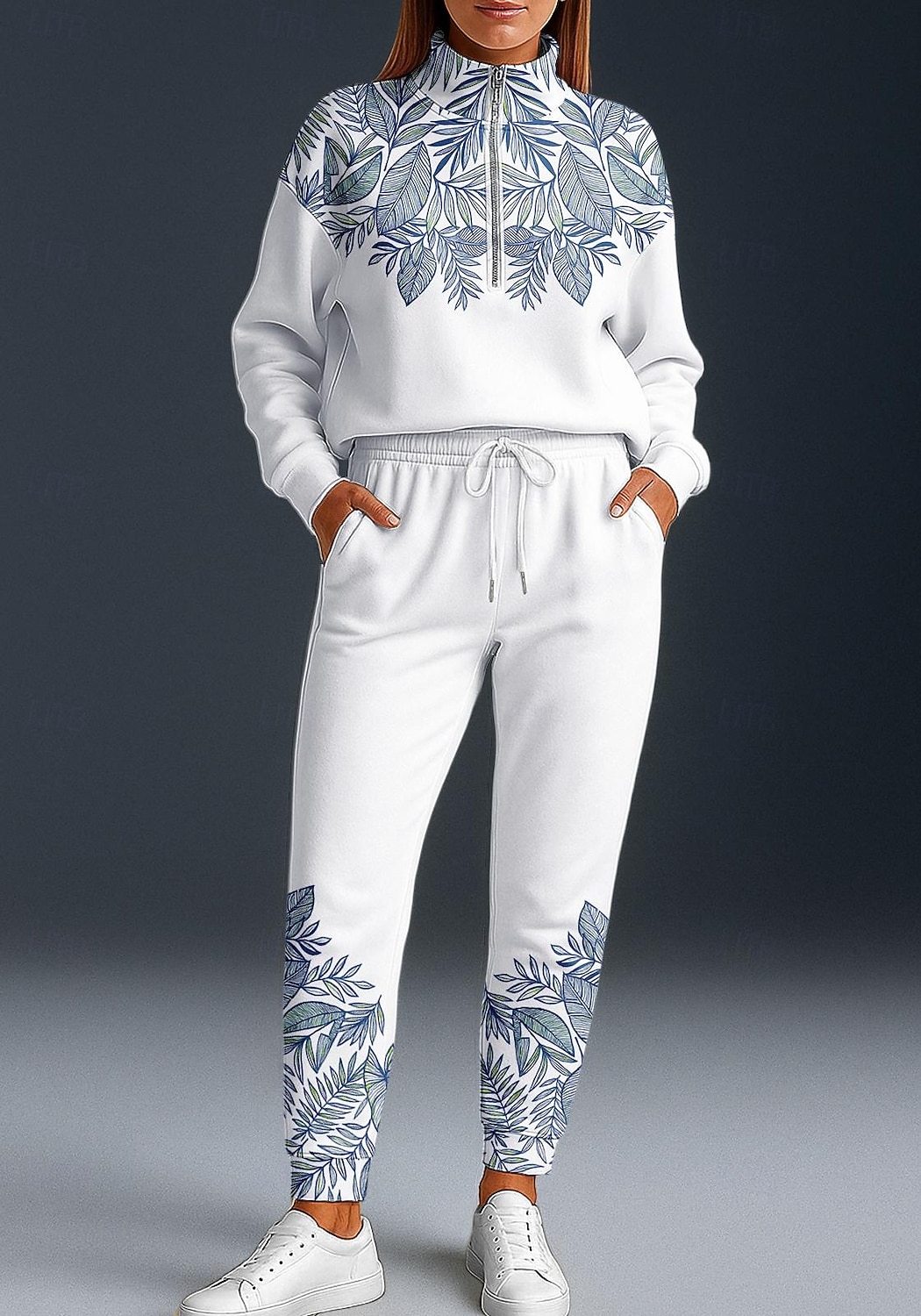 Mujer Sudadera Tracksuit Chándal de 2 piezas Otoño Full Zip Holgado Flores Trajes de Yoga Blanco Vocación Al Aire Libre Viaje Ligero Moda Manga Larga Deporte Ropa de Deporte Microelástico Holgado 2025 - $37.99 –P1