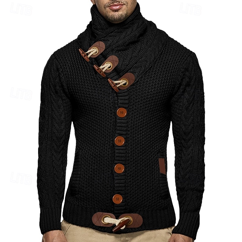 Homens Suéter Carregam Suéter de gola alta Estriado Tricotar lenço Listrado Gola Alta à moda Contemporâneo Moderno Dia a Dia Casual Roupa Inverno Preto Branco S M L de 2026 por $43.99 –P6