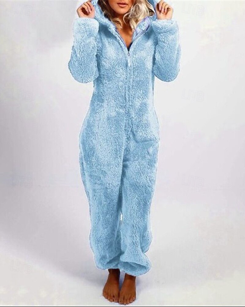 Damskie Normalny Kombinezon Moda miejska Jednokolorowe Długi rękaw Kaptur Zamek Urlop Codzienny Luźna Czarny Wino Czerwony Jesień 2025 - $34.99 –P5