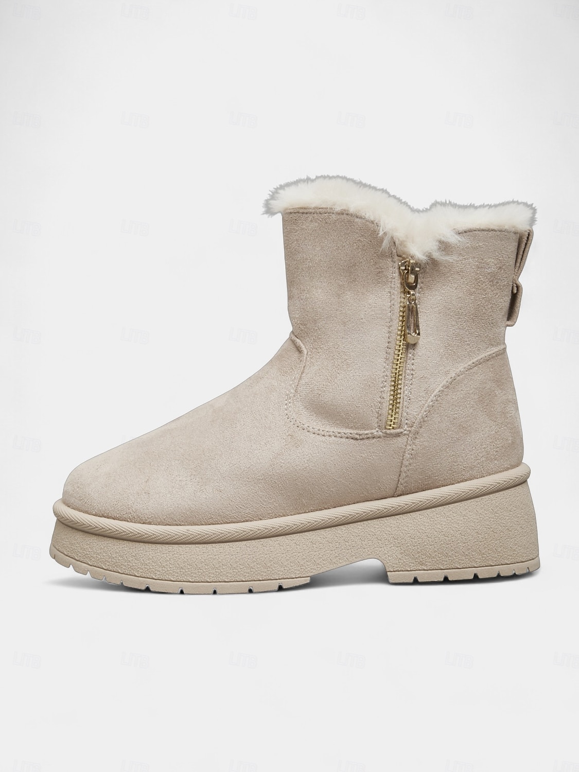 Bottes de neige décontractées en similicuir pour femme avec fermeture éclair latérale et bordure en fourrure – chaussures d'hiver confortables et décontractées de 2025 ? $32.99 –P1