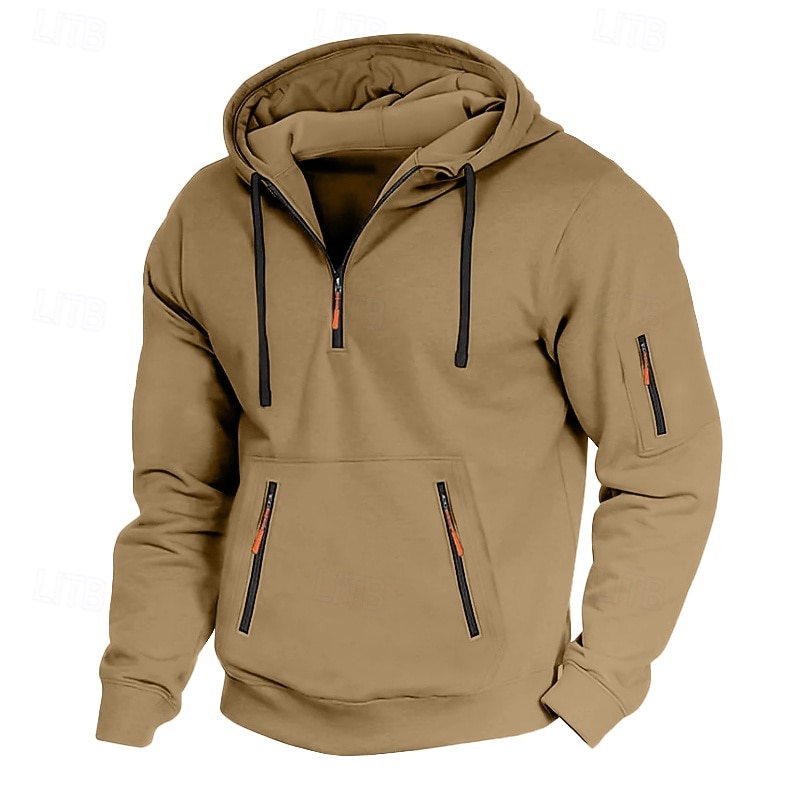 Pánské Kapuce Mikina se zipem na čtvrtletí Fleecová mikina Taktická mikina s kapucí Černá Námořnická modř Khaki Světle šedá Tmavě šedá Kapuce Bez vzoru Zip Sporty a outdoor Ležérní Denní Šik ven 2025 - $23.99 –P1