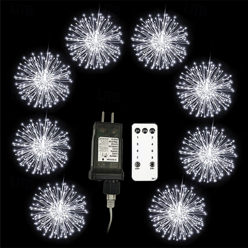 8pcs Firework Lights Christmas Decorations Starburst Total 800LEDs Copper Wire Fairy Twinkle Lights Plug in String Lights Remote Control 8 Modes Waterproof Starburst Lights for Christmas Birthday Bedroom Corridor Patio Wedding 2025 - $83.99 –P4