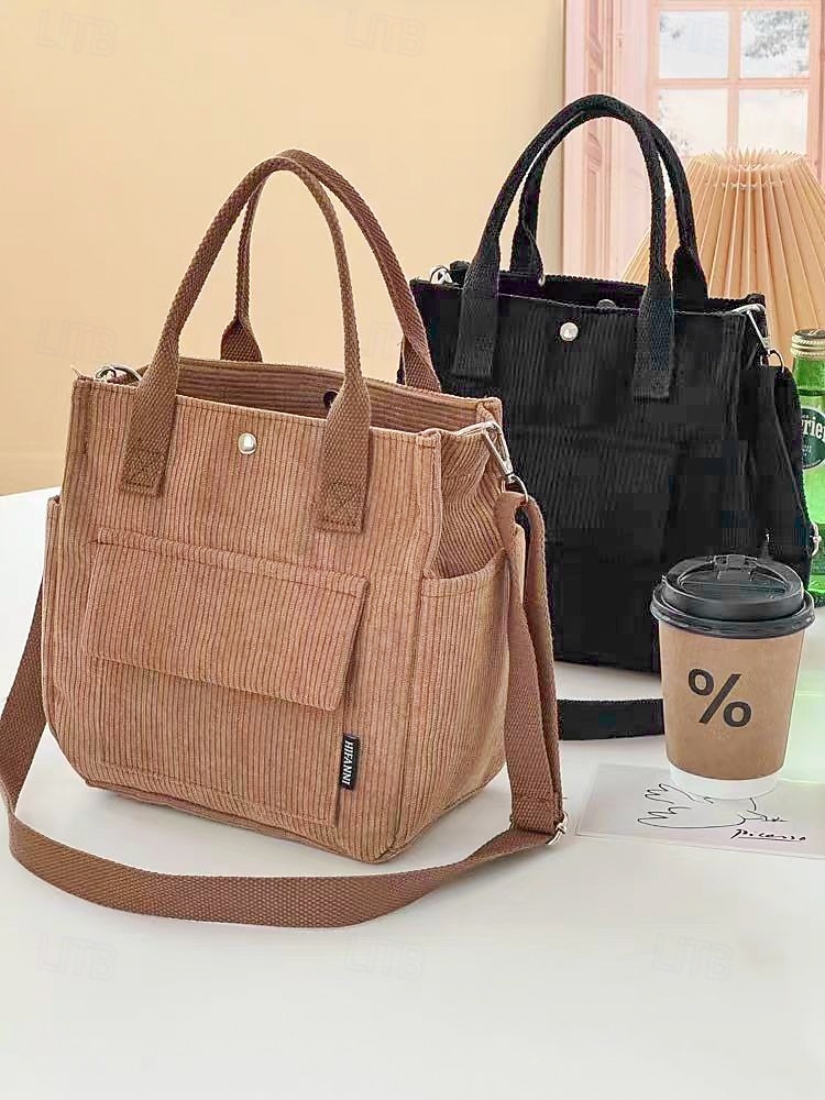 Sac fourre-tout en velours côtelé pour femme avec bandoulière – Sac à main vintage décontracté pour le travail, les voyages, le shopping et le quotidien de 2025 ? $14.99 –P5