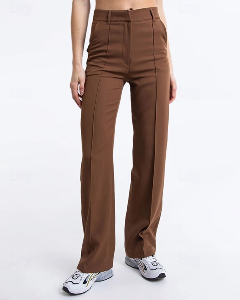 Dam Kinesiska Rak Streetwear Ledigt Fullängd Medium Midja Slät Ficka Elastisk midja Bekväm Microelastisk Utomhus Semester Dagligen Mörkbrun Ametist Svart Brun Vår Höst Normal 2025 - $20.99 –P14