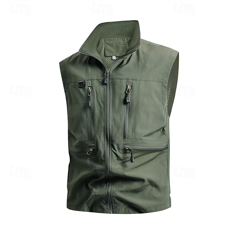 Ανδρικά Veste Gilet Γιλέκο ψαρέματος ΕΞΩΤΕΡΙΚΟΥ ΧΩΡΟΥ Καθημερινά Μοντέρνα Καθημερινό Άνοιξη Φθινόπωρο Κουμπώσου Τσέπη Νάιλον Άνετο Σκέτο Φερμουάρ Όρθιος Γιακάς Κανονικό Μαύρο Λευκό Χακί Πράσινο Χακί 2026 - $34.99 –P18