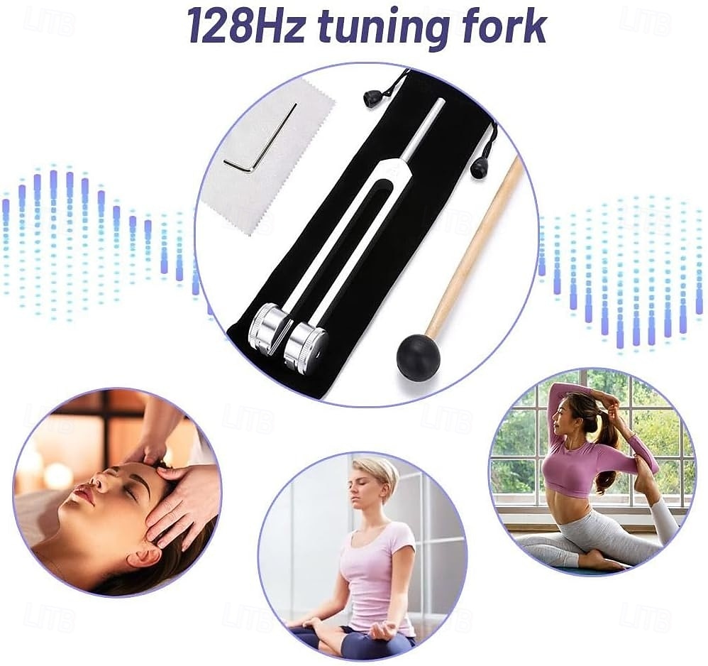 128 Hz The Healing Instrument, Aluminum Alloy Sensory Tuning Fork Set with Silicone Hammer, Cleaning Cloth & Storage Bag, Sound Therapy Yoga and Meditation Accessories 2026 - $16.99 –P9