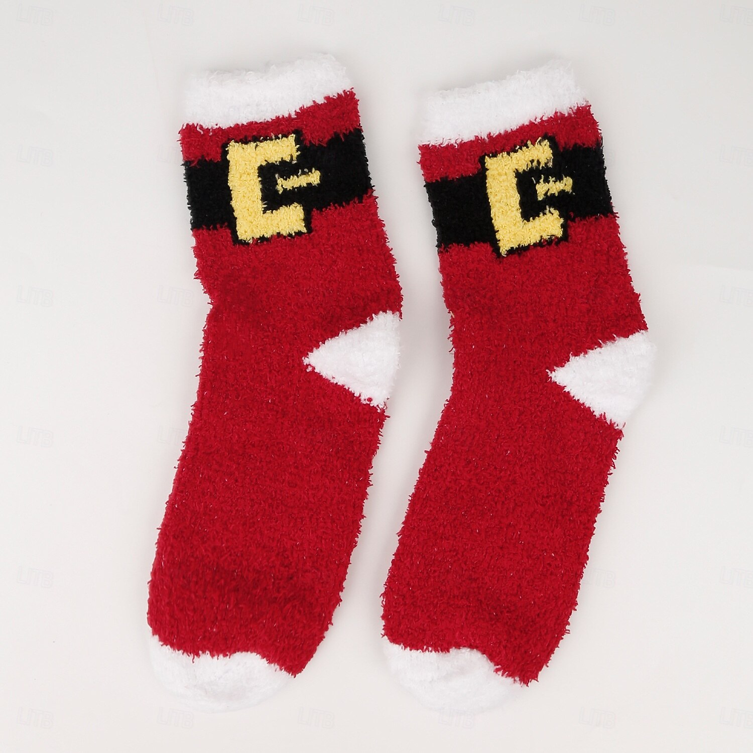 Calcetines navideños para mujer, calcetines gruesos de lana coral, calcetines de felpa que no sueltan pelo con reno &Diseño de Papá Noel, calcetines navideños cálidos y acogedores 2025 - $7.99 –P10