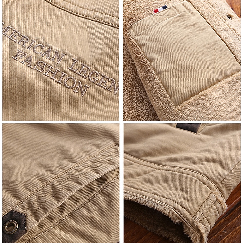 Herre Grafisk 1776 Fleece-jakke Cargo jakke Sherpa jakke Hold Varm Årgang Fritid utendørs Hjem Flere lommer Bomullsjakker Vinterfrakker Høst Vinter Fleecekrage med nedfellbar krage Langermet 2025 - $52.99 –P8