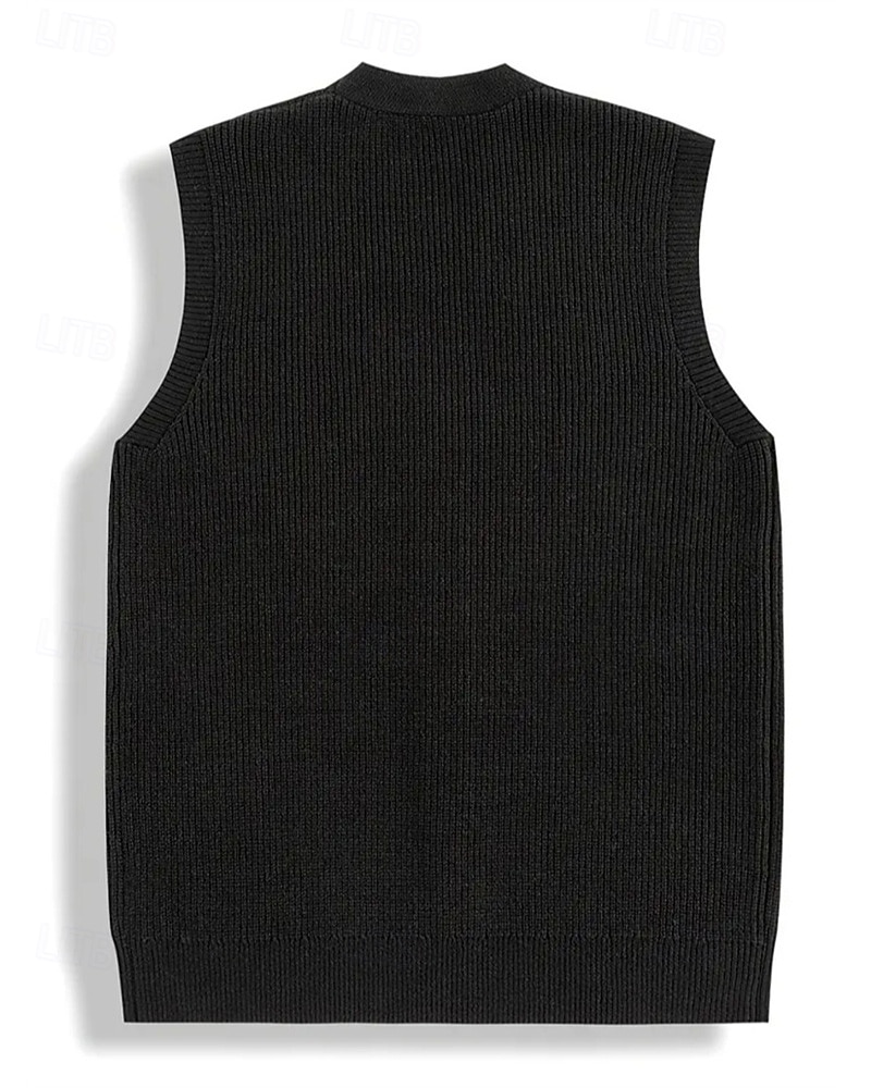 Ανδρικά Πουλόβερ γιλέκο Φόρεμα πουλόβερ Γιλέκο Πλεκτά Γιλέκο ζακέτα Κοτλέ Πλέκω Κανονικά μπλουζάκια Κουμπιά Σκέτο Λαιμόκοψη V Μοντέρνα Κλασσικό Διακοπές Καθημερινά Ρούχα Ρούχα Φθινόπωρο Χειμώνας Μαύρο 2026 - $13.99 –P2