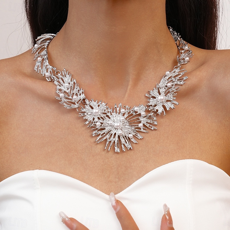 Collana e orecchini da donna in argento con perle - gioielli scintillanti per serate, cocktail e occasioni speciali del 2026 a $14.99 –P4