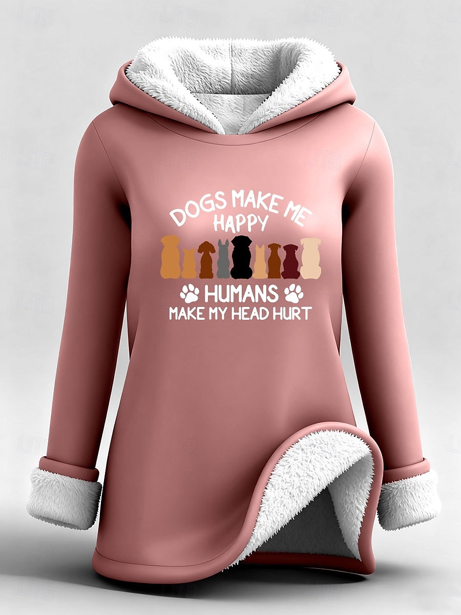 Damen Kapuzenpullover Druck Grafik Buchstabe Warm Lässig Sherpa-Fleece Langarm Mit Kapuze Normale Oberteile Lässig Straße Alltagskleidung Blau Schwarz Rosa Dunkelpink Rote Herbst Winter 2026 - $31.99 –P8