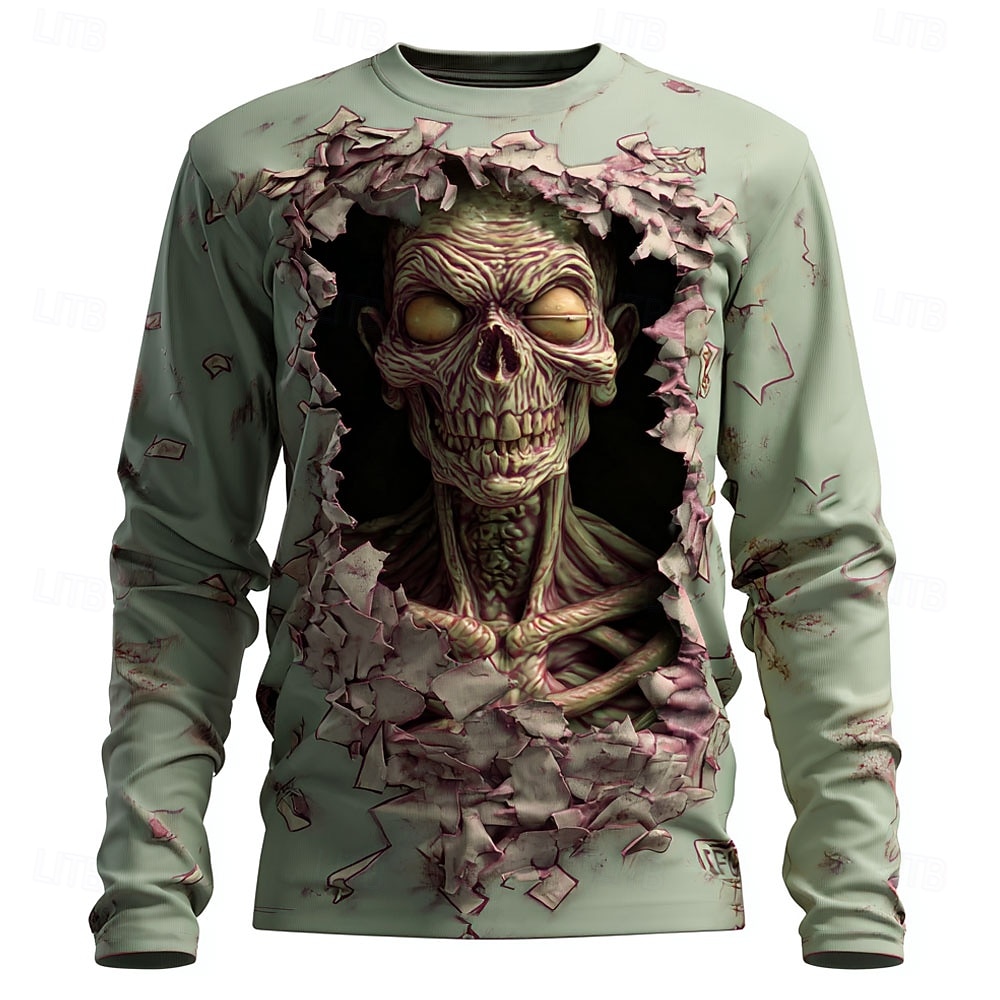 Halloween Homme Zombies 3D T-shirt manche longue T-shirt Impression 3D Col ras du cou Chemise Mode Exagéré Rue Occasionnel Quotidien Vert 1 # Vert 2# Vert 3# Été Printemps Automne Vêtement Tenue S M de 2025 ? $22.99 –P2