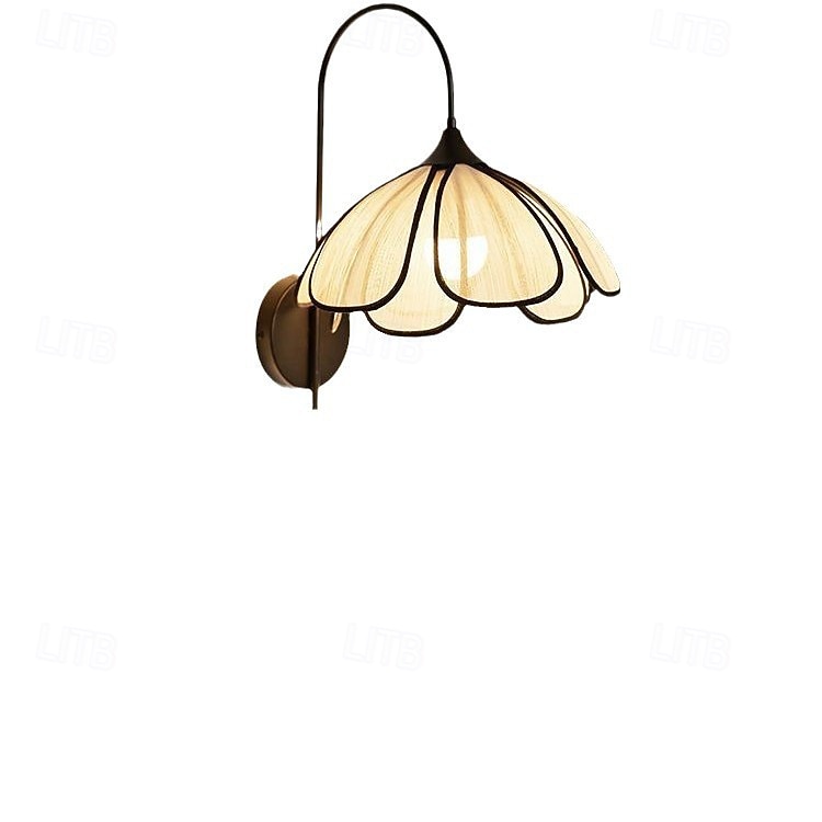 Rustikální vnitřní svítidlo, e27 černá kovová nástěnná lampa, noční lampička, čtecí lampička s kabelovým stínidlem, látková aplikace, retro do obývacího pokoje, ložnice 2026 - $187.99 –P1