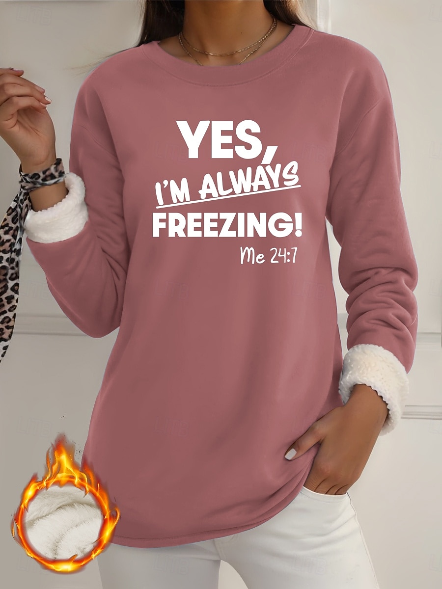 Damskie Bluza z podszewką z polaru, piżama Bluza z kapturem Pullover Bluzy Nadruk Litera Ciepłe Moda miejska Codzienny Długi rękaw Półgolf Zwykłe topy Codzienny Dom Na co dzień Niebieski Czarny 2026 - $27.99 –P1