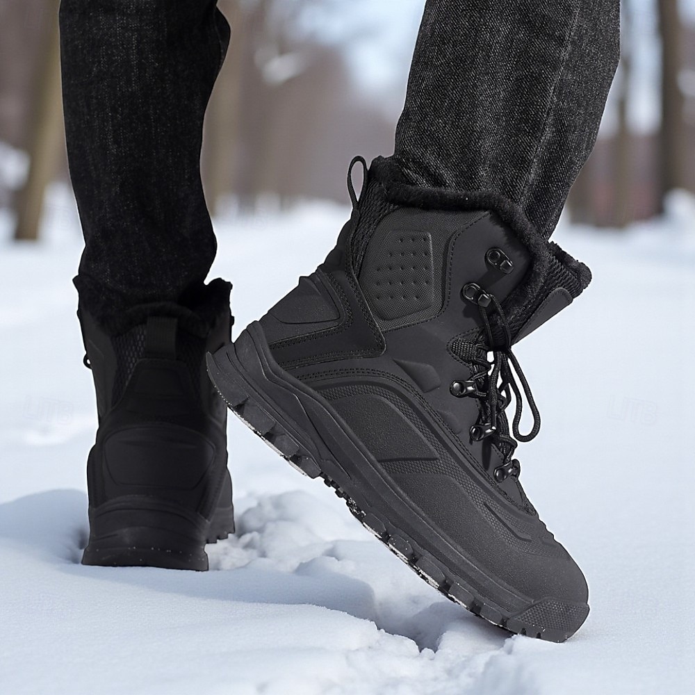 męskie zimowe buty śniegowe z podszewką z futra, wodoodporne, ocieplane, sznurowane, do użytku na zewnątrz, na zimne dni 2025 - $64.99 –P8