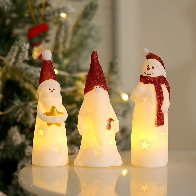 3pcs Christmas Candle Light Santa Claus Christmas Snowman LED Night Light Battery Powered Christmas Party New Year Home Creative Desktop Ornaments Holiday Atmosphere Light 2025 - CAD $21.99 –P1