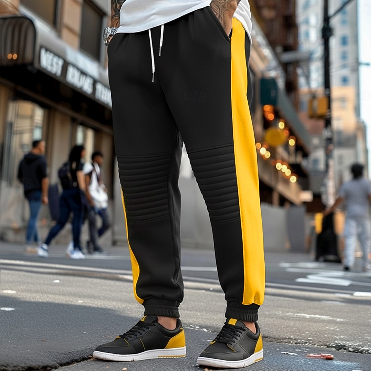 2025年 男性用 スウェットパンツ ジョガー アスレチックパンツ アクティブパンツ ズボン ドローストリング ポケット 弾性ウエスト ソリッド 吸汗性 高通気性 全長 アウトドア 日常 ランニング 旅行度假风 ファッション ブラック / ホワイト ブラック マイクロエラスティック  コレクション – $20.99 –P4