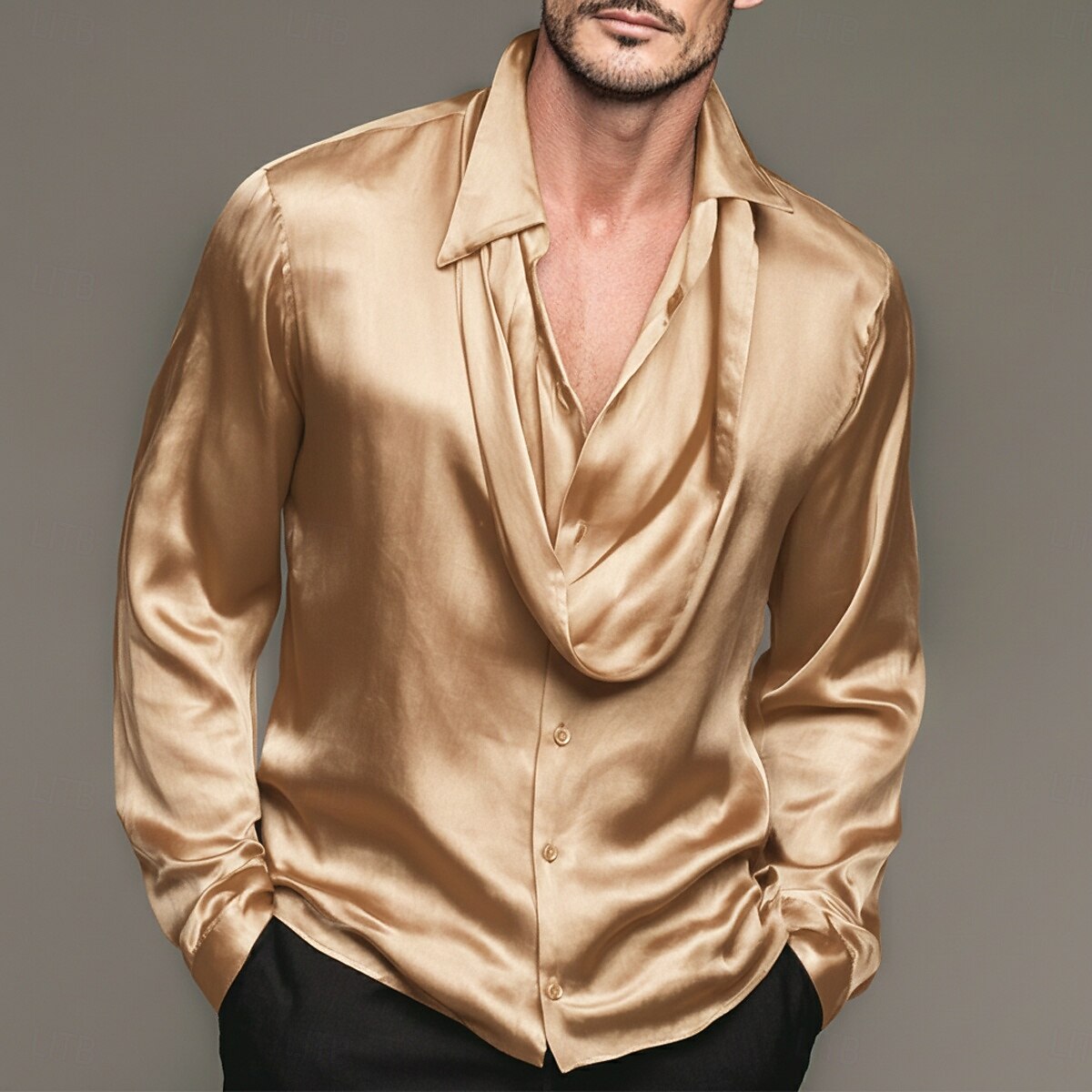 Per uomo Camicia Camicia in raso Camicia elegante Camicia casual Camicia con Bottoni Camicia da Ballo Semplice Formale Matrimonio Nero Vino Blu reale Oro Manica Lunga Collo a scialle Tutte le stagioni del 2025 a $23.99 –P4
