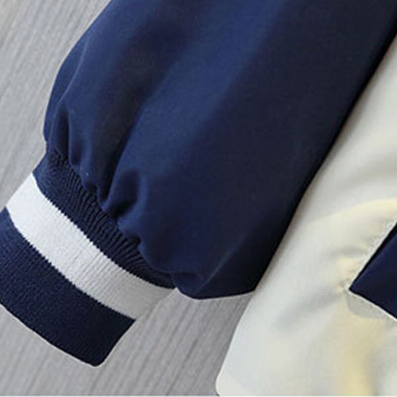 Barn Unisex Baseballjackor Ytterkläder Färgblock Långärmad Dragkedja Ficka Lättvikt Komfort Mjukt Täcka Utomhus Mode Dagligen Blå Grön Vår Höst 4 år + 2025 - $20.99 –P7