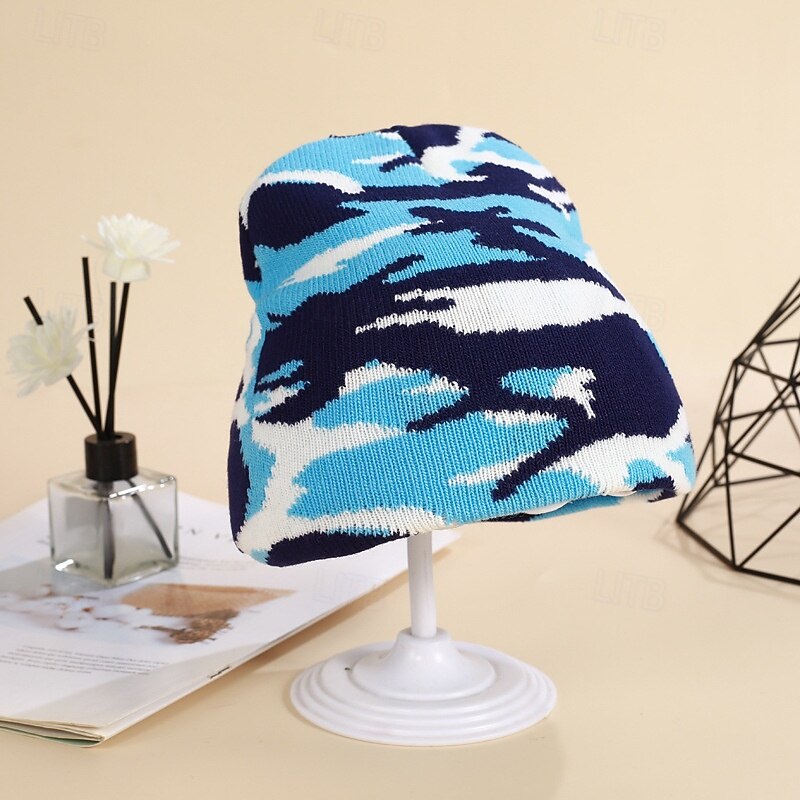 Voor heren Uniseks Muts Wintermutsen Beanies Gebreide muts Wintermuts blauw Leger Groen Katoen Jacquard Gebreid Knus Alledaagse kleding Uitgaan Camouflage Kleur Warm 2026 - $6.49 –P7