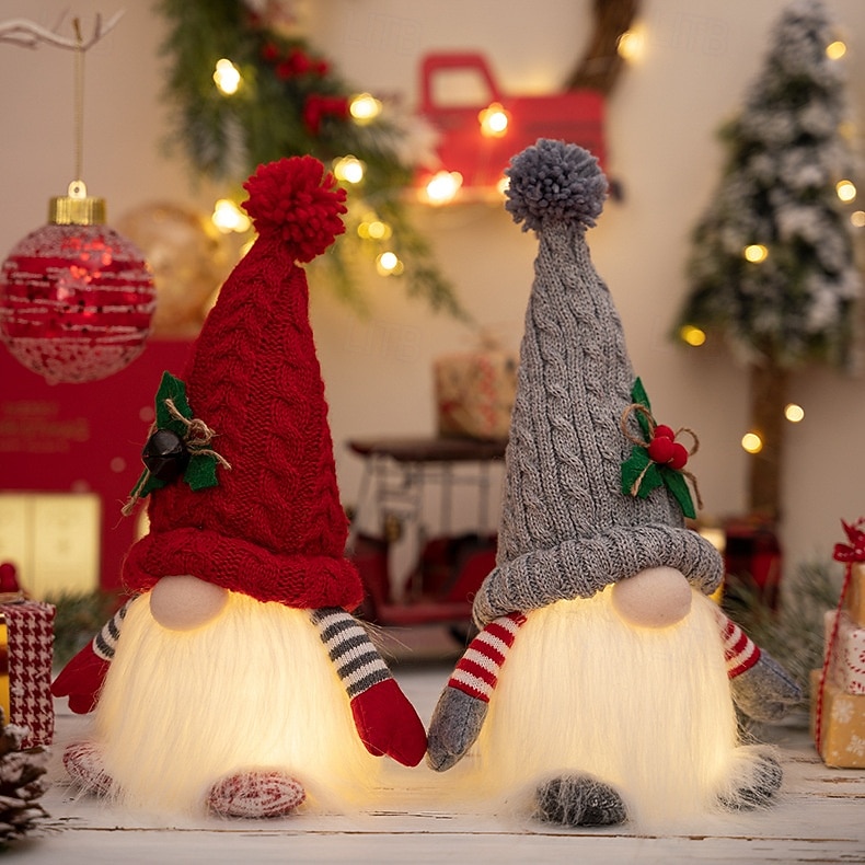 2 Pack Christmas Plush Gnomes Decoration Lighted Handmade Mini gnome Scandinavian, Light Up Swedish Tomte Elf Holiday Present, Battery Operated Xmas Gifts 2025 - $19.49 –P8