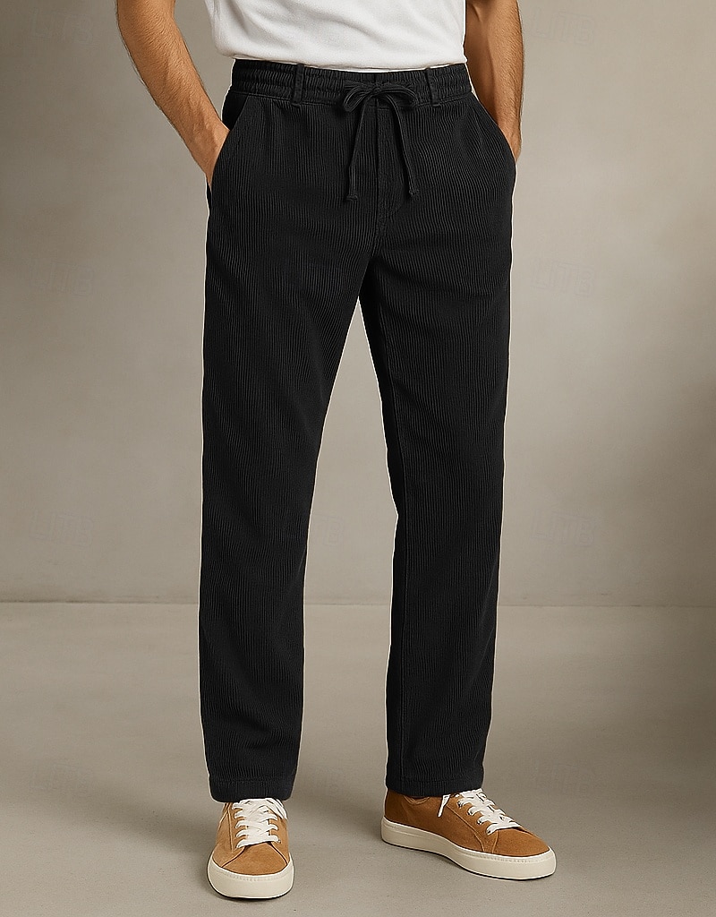 Per uomo Pantaloni in velluto a coste Pantaloni Pantaloni Eleganti Pantaloni Larghi Coulisse Tasca Frontale Semplice Comodità Lunghezza intera All'aperto Casa Feste Vacanza Moda Nero Blu marino del 2025 a $23.99 –P6