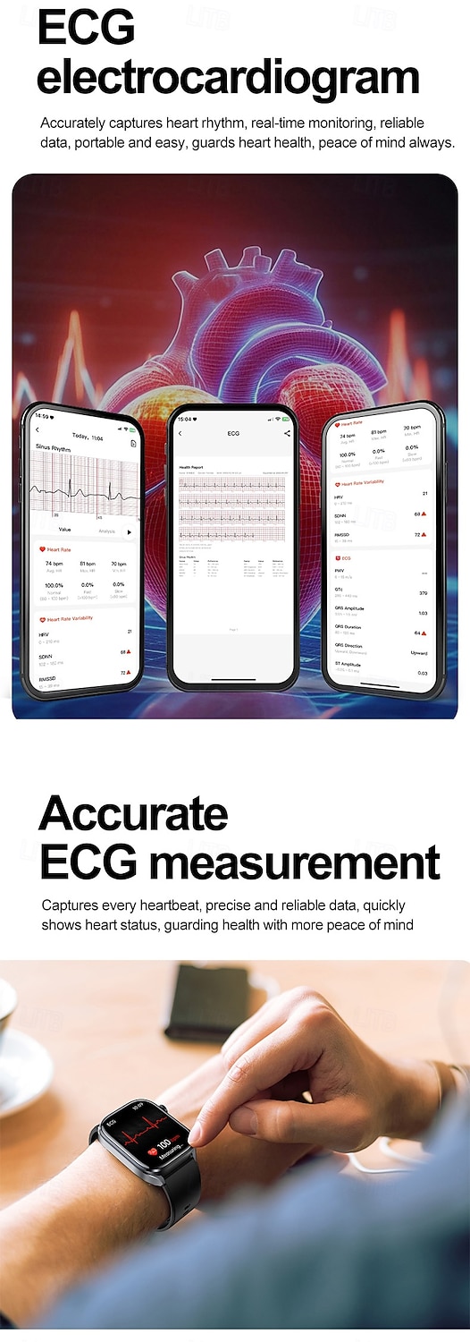 iMosi ET572 Relógio inteligente 2 polegada Relógio inteligente Bluetooth ECG + PPG Monitoramento de temperatura Podômetro Compatível com Android iOS Feminino Masculino Suspensão Longa Chamadas com de 2025 por $51.99 –P5