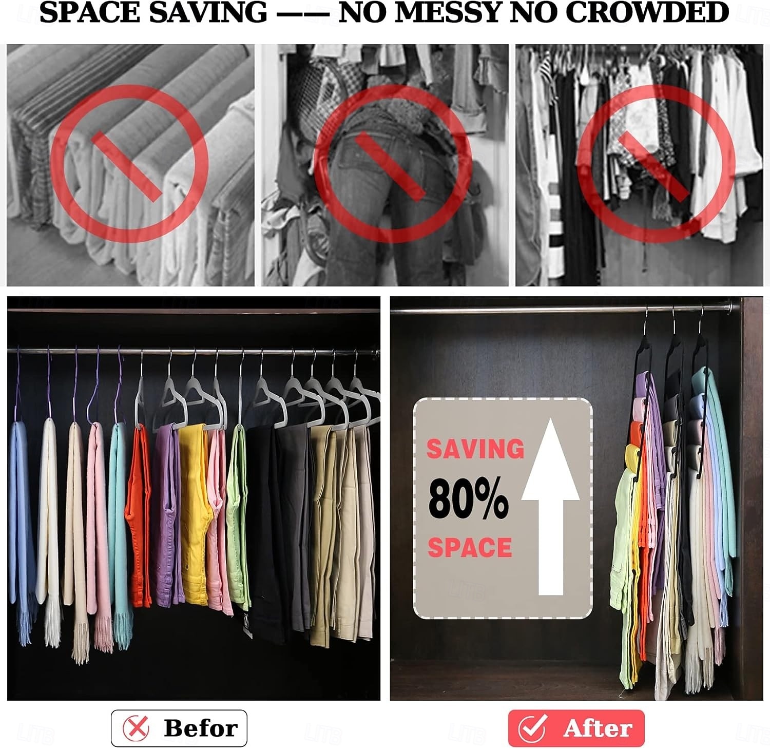 Lot de 3 organisateurs de placard et de rangement en velours pour pantalons, cintres, gain de place, organisateur antidérapant à 5 niveaux pour foulards et jeans, essentiels pour dortoirs pour de 2025 ? $16.49 –P5