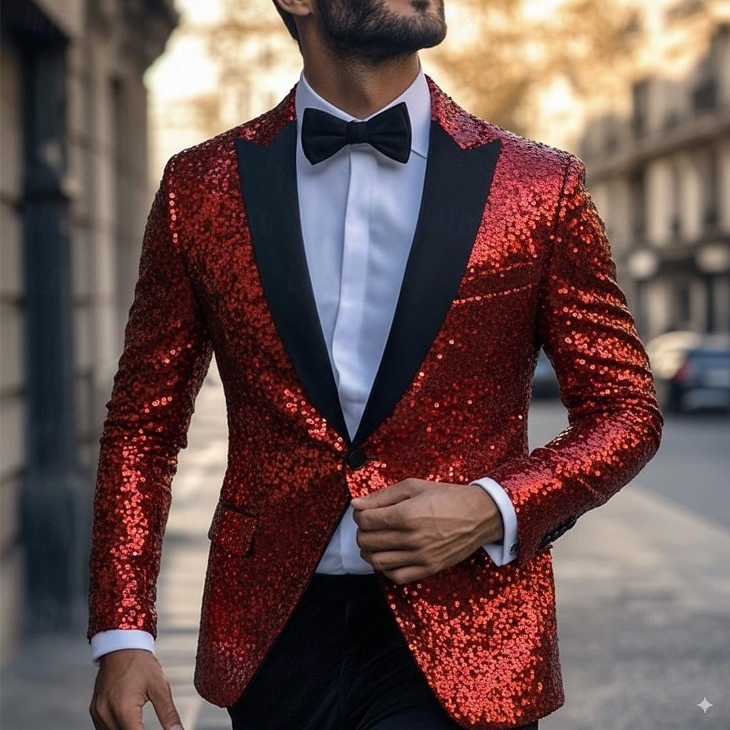 Giacca da uomo blazer per matrimoni o feste casual per tutte le stagioni elastan poliestere di colore solido basic blazer monopetto con un bottone argento nero rosso blu del 2026 a $61.99 –P13