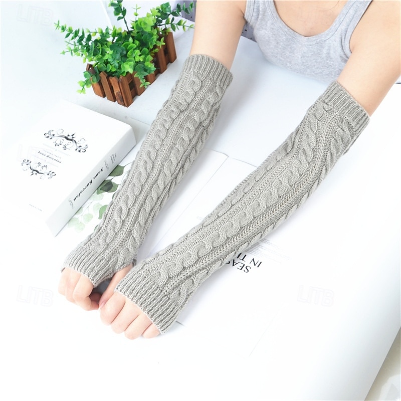 Naisten pitkät talvineulehihat, kynnettömät akryylikäsineet, lämpimät kädettömät neuleet syksyyn ja talveen, pitkät hihanlämmittimet 2026 - $10.99 –P10