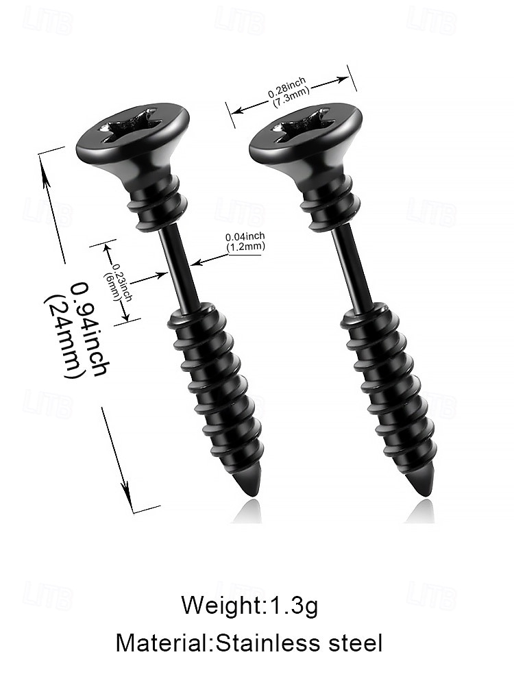 2026年 女性用ハロウィンステンレススチール製スクリューイヤリング - コスチュームパーティーやコスプレに最適なパンクゴシックスタッドジュエリー  コレクション – $5.99 –P5