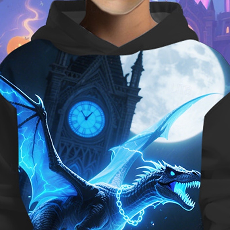 Halloween Dla chłopców 3D Dinozaur Bluza z Kapturem Długi rękaw Wiosna Jesień Moda Moda miejska Dzieci 4-12 lat Kaptur Na zewnątrz Codzienny Regularny 2025 - $18.99 –P2