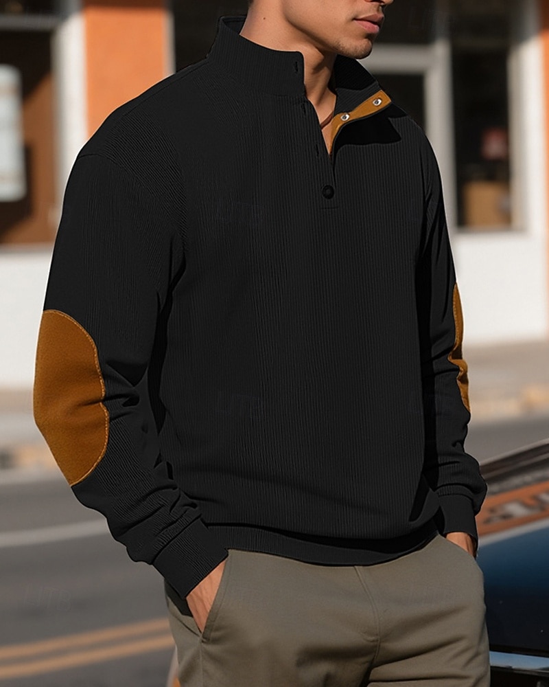 Homens Moletom Preto Verde Claro Verde Tropa Azul Marinha Azul Henley Bloco de cor Patchwork Desportos e Ar livre Diário Feriado Poliéster Roupa de rua Básico Casual Primavera Outono Roupa Moletons de 2025 por $24.99 –P16